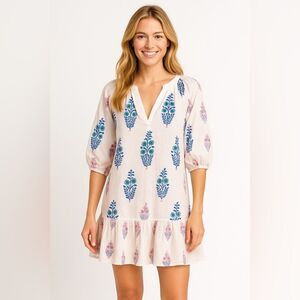 Oliphant White Dress with Floral Patterns NWOT